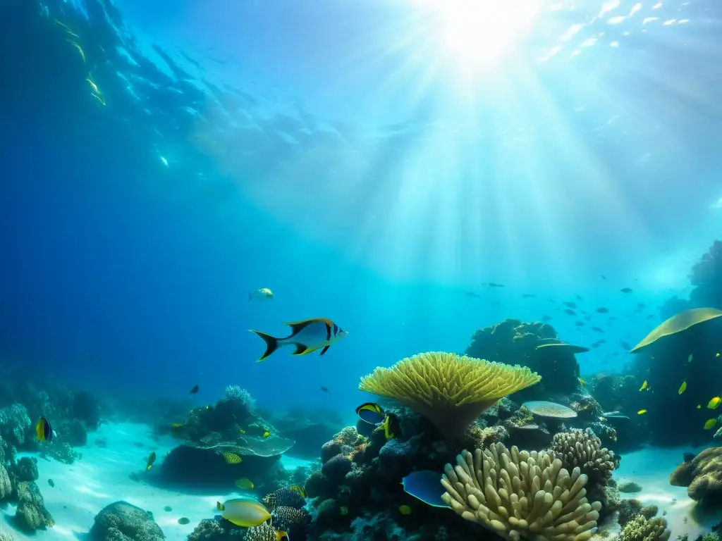 Impacto de La Niña en agricultura costera: Vida marina vibrante y diversa en arrecife de coral tropical