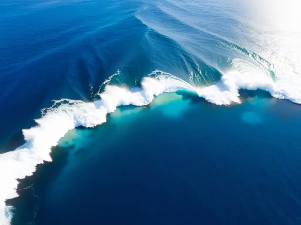 Imponente formación tsunamis origen olas: vasto océano azul con montañosas olas crestadas y espuma blanca brillante