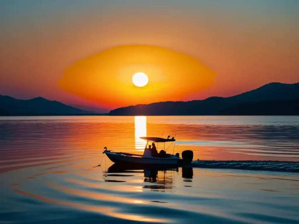 Imponente superficie de lago capturando imágenes únicas del atardecer y la tranquilidad del agua