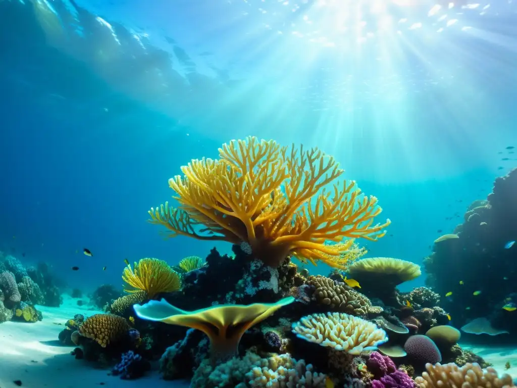 Importancia de las áreas protegidas marinas: Una impresionante vista submarina de un vibrante arrecife de coral, lleno de vida marina y colores vivos