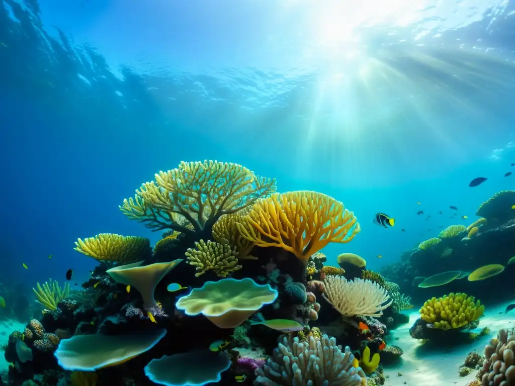 Un impresionante arrecife de coral submarino, lleno de vida y color