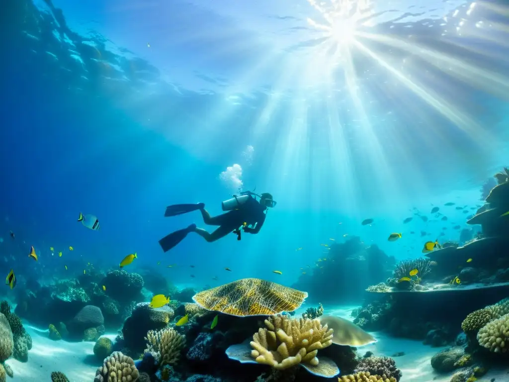 Un impresionante arrecife de coral con vida marina vibrante y colorida