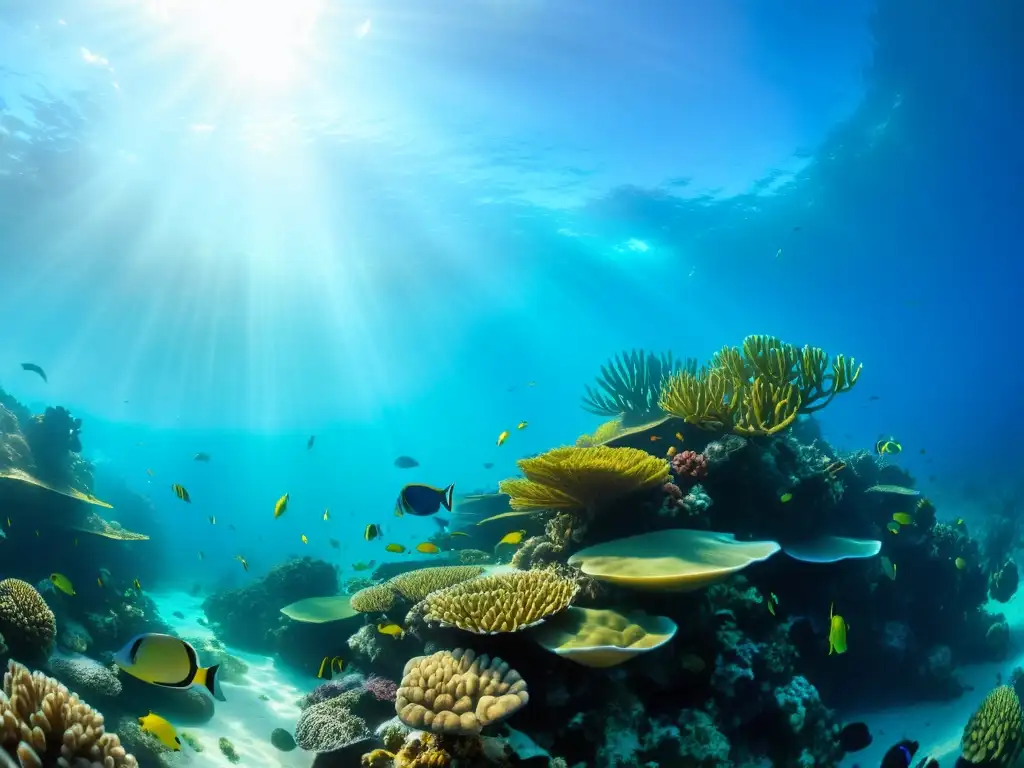 Un impresionante arrecife de coral con vida marina diversa y vibrante