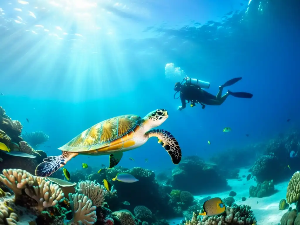 Un impresionante arrecife de coral rebosante de vida marina colorida bajo el agua