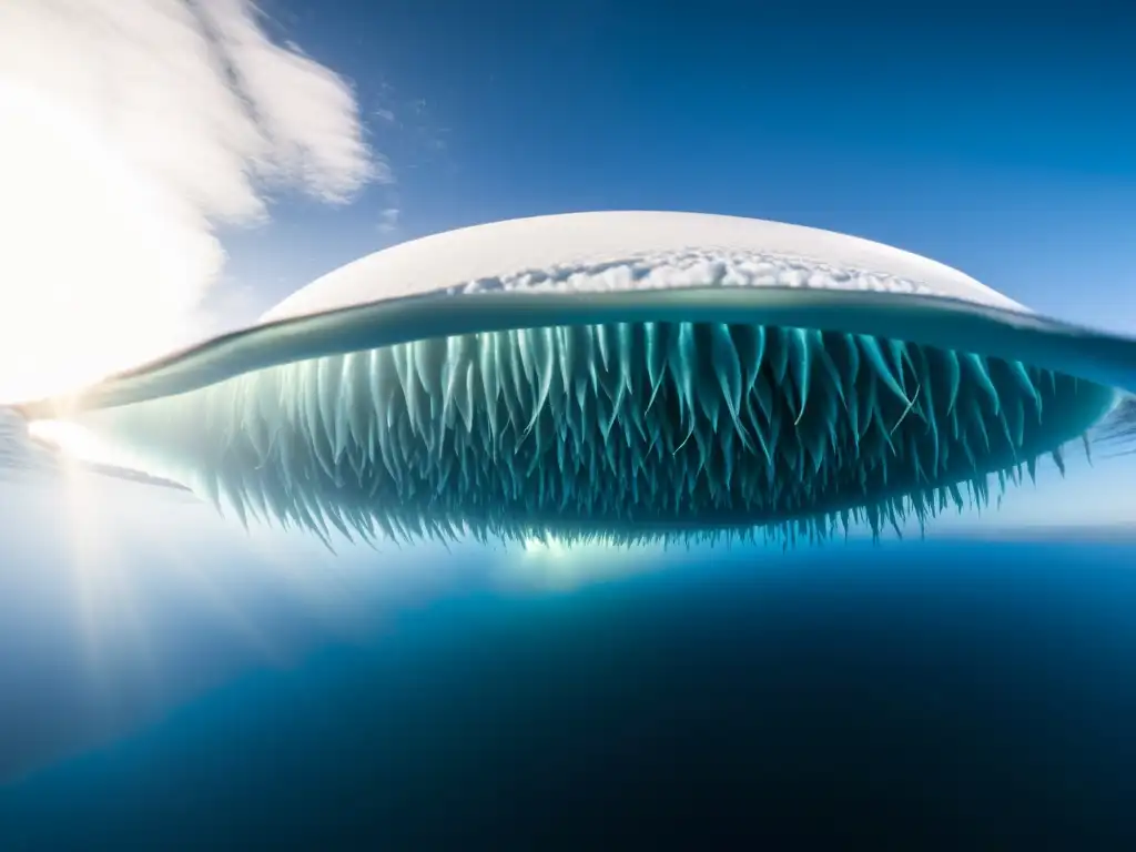 Un impresionante cardumen de krill bañado por la luz solar en las aguas antárticas