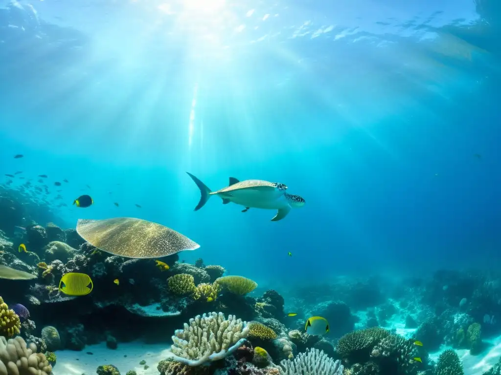 Una impresionante foto submarina de un vibrante arrecife de coral rebosante de vida marina