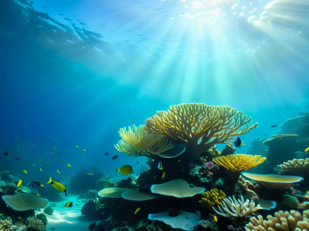 Una impresionante imagen submarina muestra un vibrante arrecife de coral repleto de vida marina