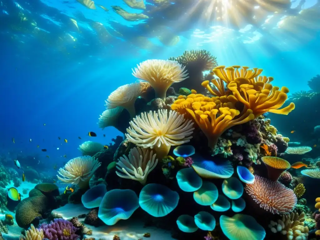 Una impresionante imagen de un vibrante arrecife de coral repleto de vida marina colorida