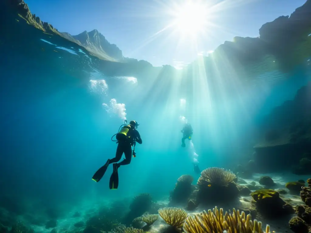 Un impresionante paisaje submarino de buceo de altitud en un lago alpino