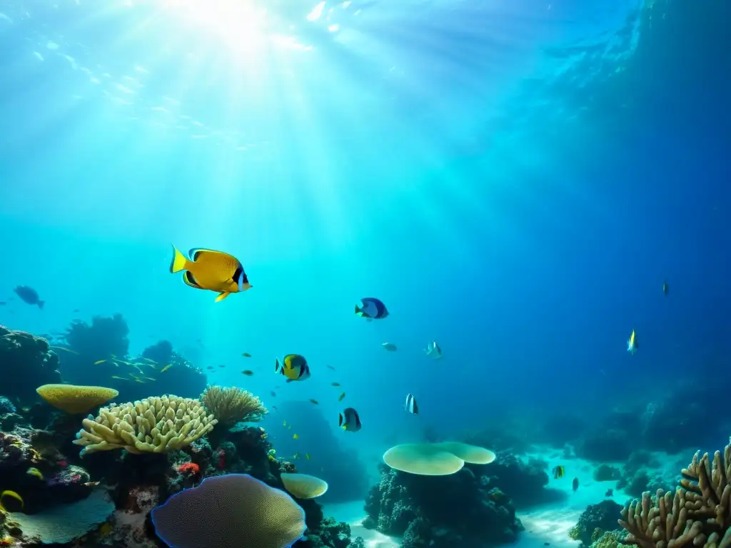 Un impresionante paisaje submarino con peces tropicales y arrecifes de coral, ideal para el mejor curso buceo marino