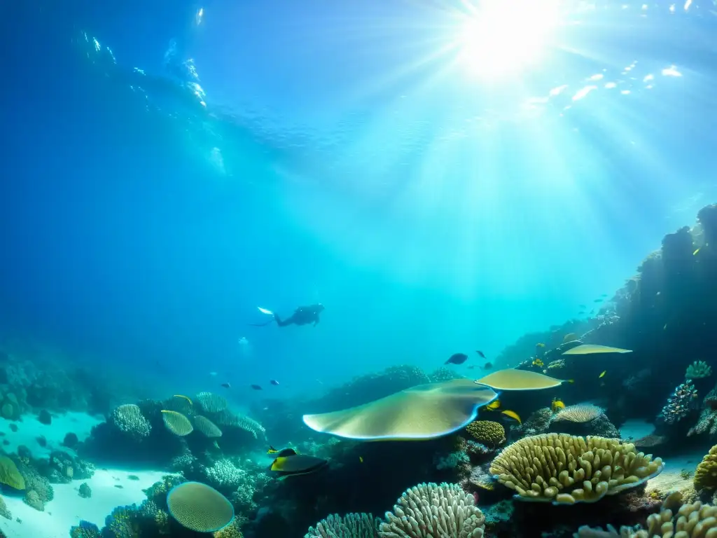 Una impresionante fotografía submarina que muestra la diversa y vibrante vida marina del Gran Arrecife de Coral