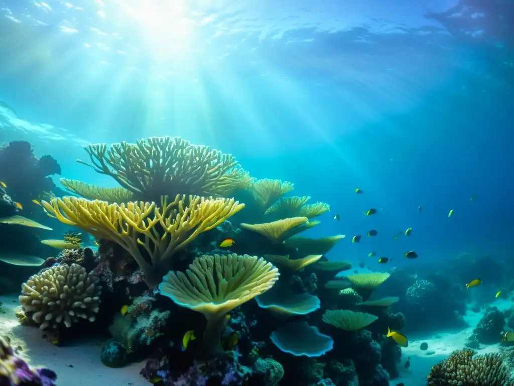 Una impresionante fotografía submarina de un vibrante arrecife de coral lleno de vida marina