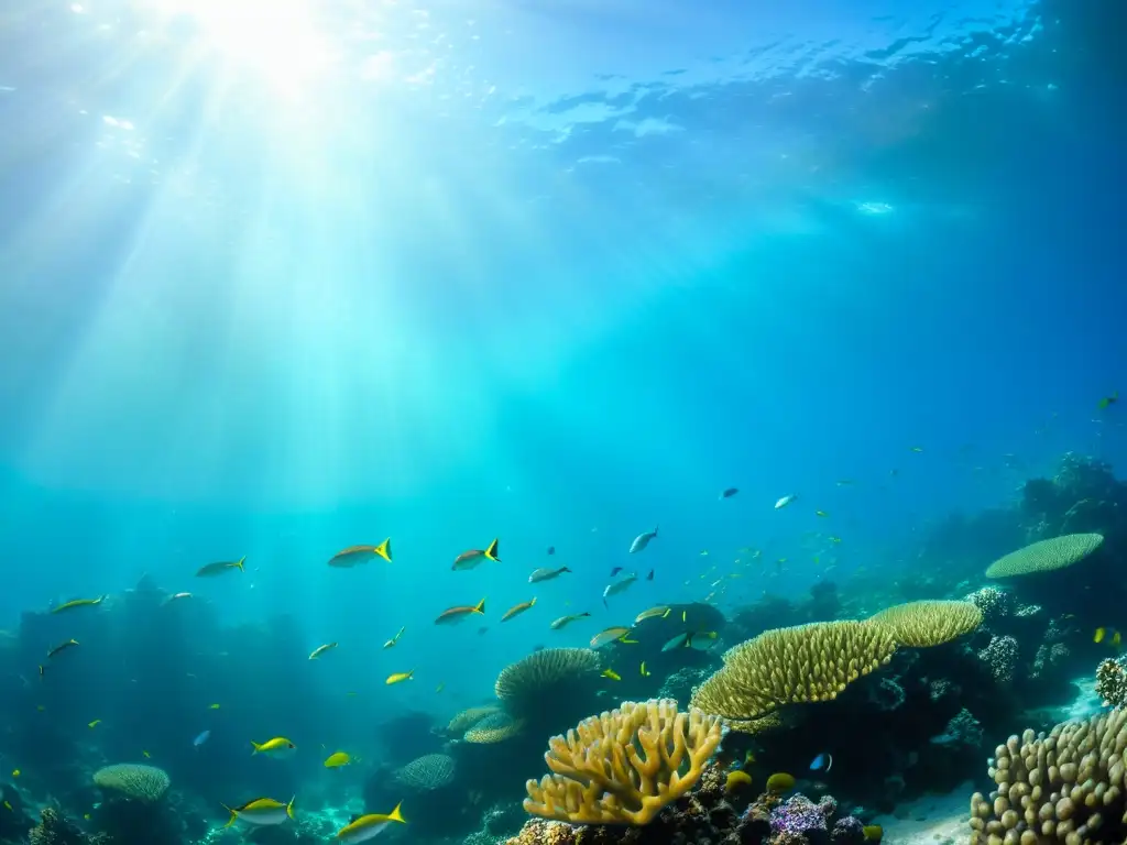 Una impresionante fotografía submarina muestra un vibrante arrecife de coral rebosante de vida marina