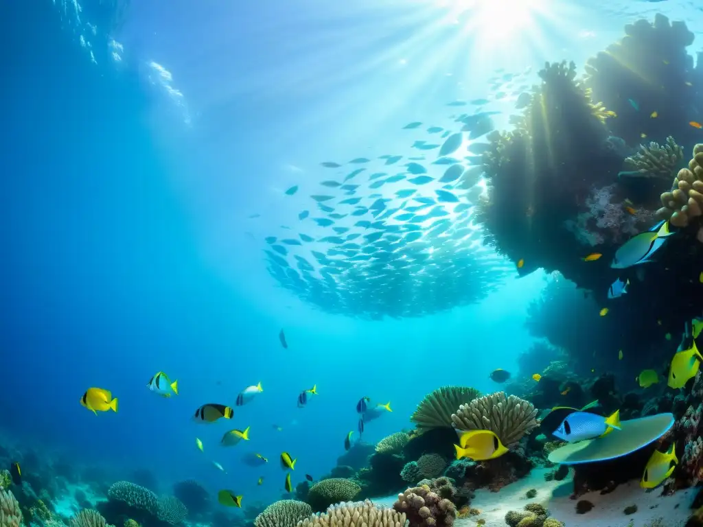 Fotografía inédita: Escena submarina deslumbrante con peces coloridos y arrecife de coral, capturando la maravilla de la vida marina