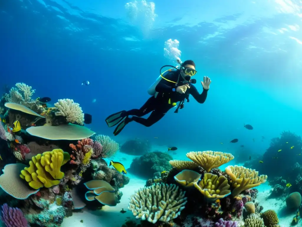 Conviértete en instructor de buceo en un vibrante arrecife de coral, guiando estudiantes entre peces y formaciones marinas