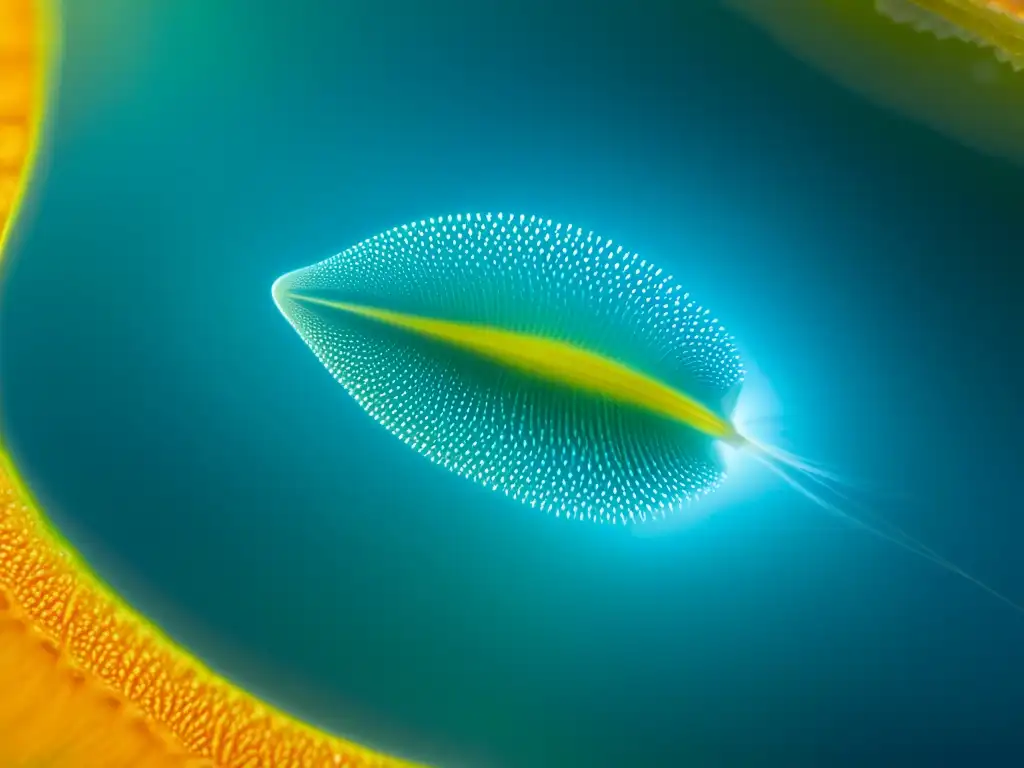 Una fotografía macro del plankton marino, revelando su belleza y complejidad en el mundo submarino