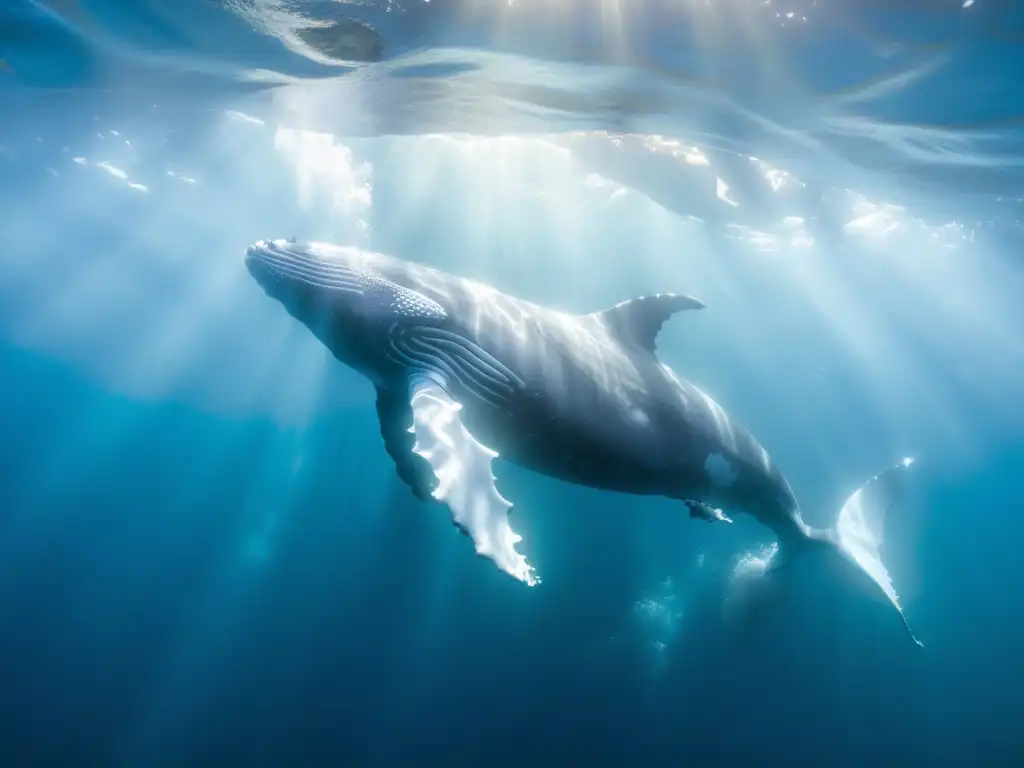 Una majestuosa ballena jorobada nada con gracia en las cristalinas profundidades marinas