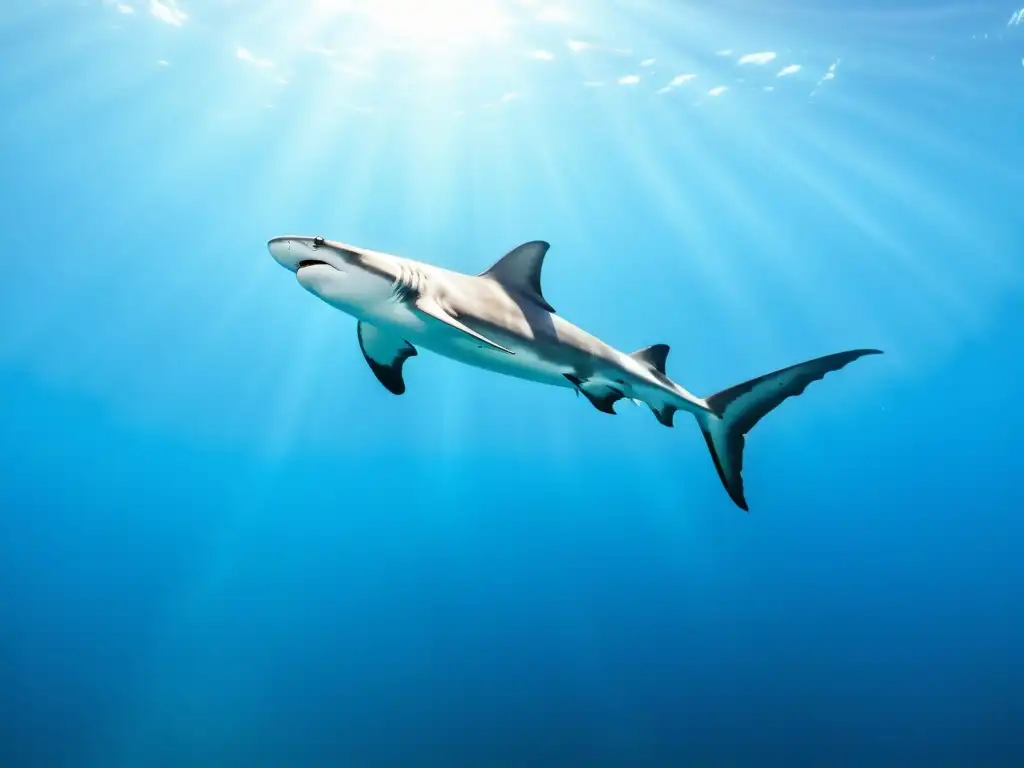 Una majestuosa escuela de tiburones martillo nada grácilmente en aguas cristalinas, mostrando la belleza y poder de estos peces cartilaginosos