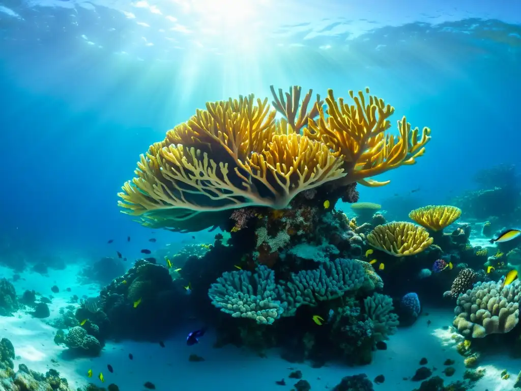 Majestuoso arrecife de coral con vida marina diversa y técnicas para resaltar belleza arrecifes