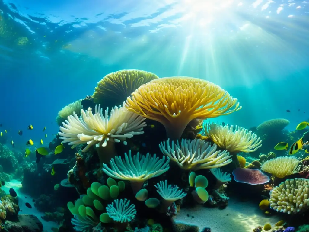 Un majestuoso arrecife de coral rebosante de vida marina