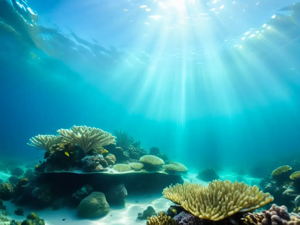 Bajo el mar, beneficios de cristales de sal marina: aguas cristalinas, arrecife de colores, vida marina vibrante y luz solar