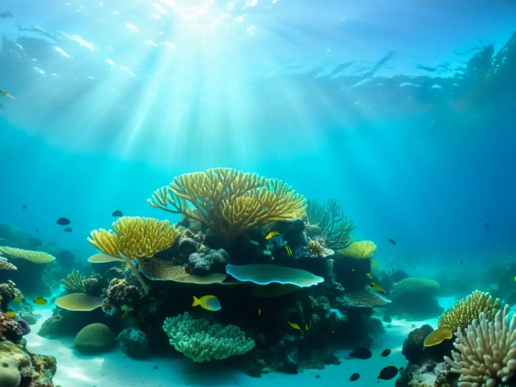 Mar caribeño rebosante de vida: corales, peces tropicales y aguas turquesas, impacto calentamiento océanos huracanes