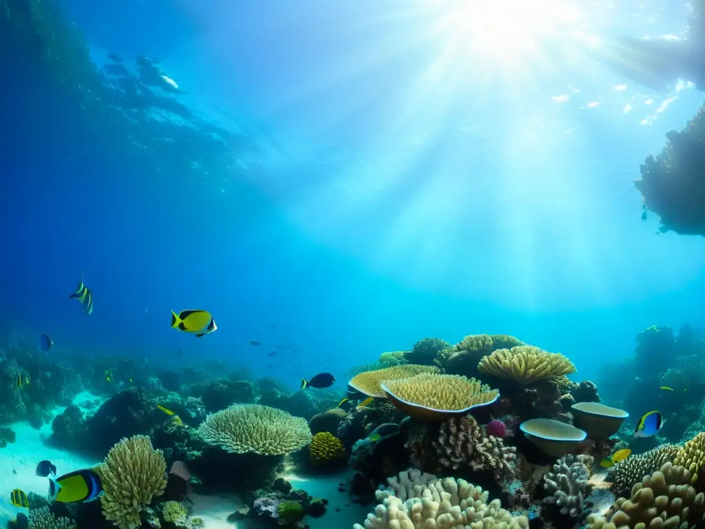 Bajo el mar en las islas Similan, un vibrante arrecife de coral rebosa vida marina