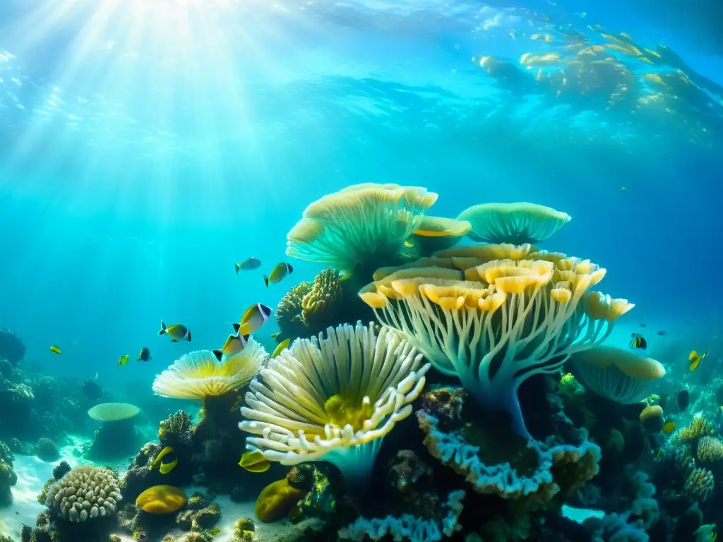 Una maravillosa escena submarina: un vibrante arrecife de coral rebosante de vida marina