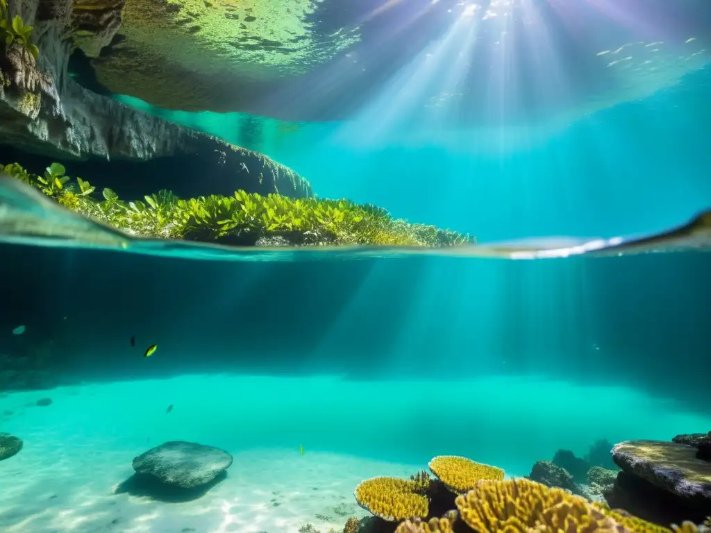 Una maravillosa exploración geológica submarina en cenote: vida marina en armonía con la naturaleza