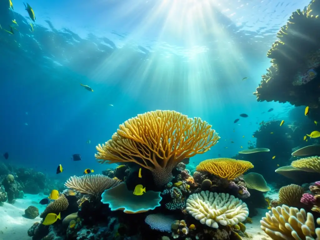Una maravillosa imagen submarina de un arrecife de coral colorido, habitado por una diversidad de vida marina