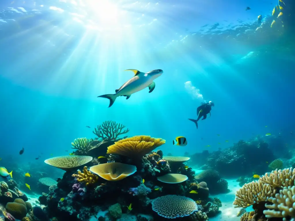 Una maravillosa imagen submarina de un vibrante arrecife de coral repleto de peces coloridos y vida marina