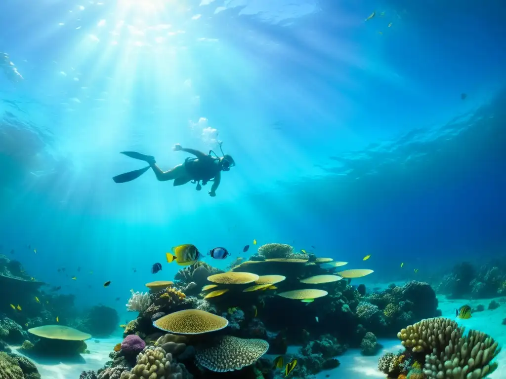 Maravillosa vida marina en el efecto zonas de convergencia, con corales, peces tropicales y tortugas en armonía bajo el mar