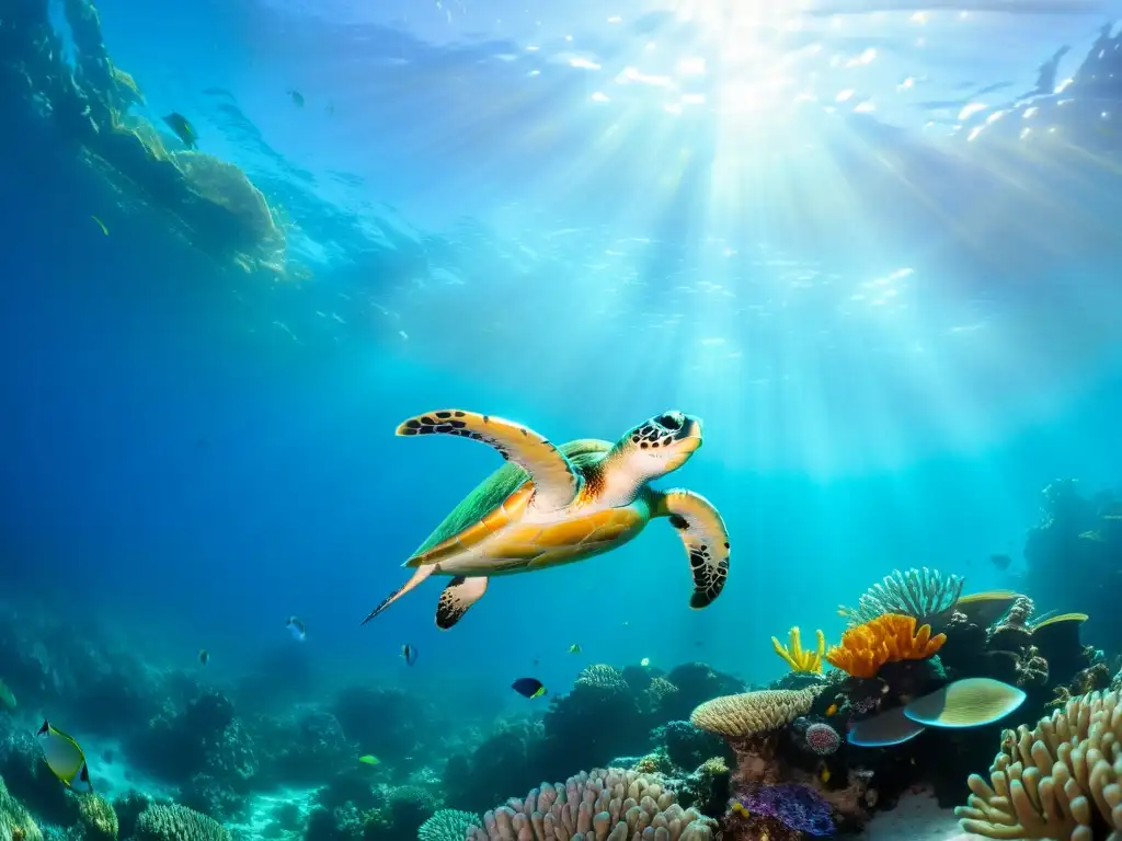 Una maravillosa fotografía submarina de un vibrante arrecife de coral rebosante de vida