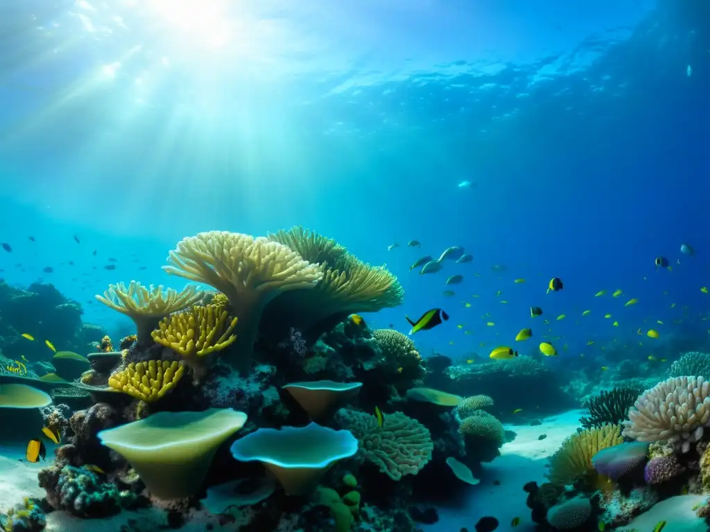 Una maravillosa fotografía submarina en 8k de un vibrante arrecife de coral rebosante de vida marina colorida