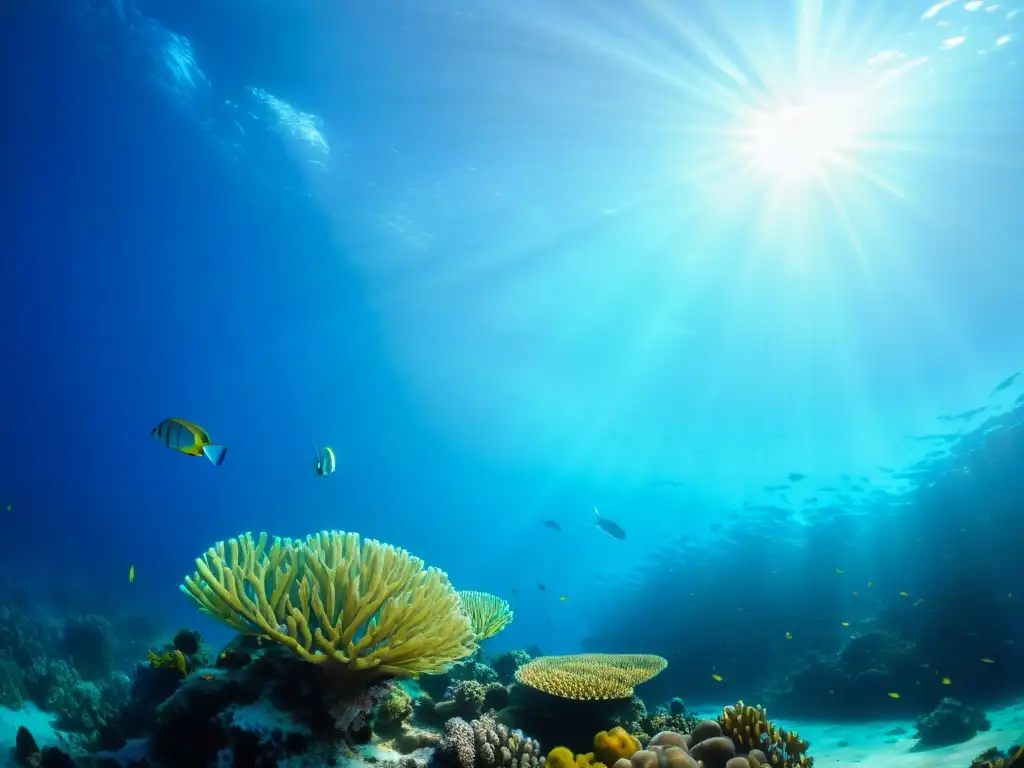 Una maravillosa vista de un arrecife de coral lleno de vida marina, ideal para ferias de educación sobre vida marina