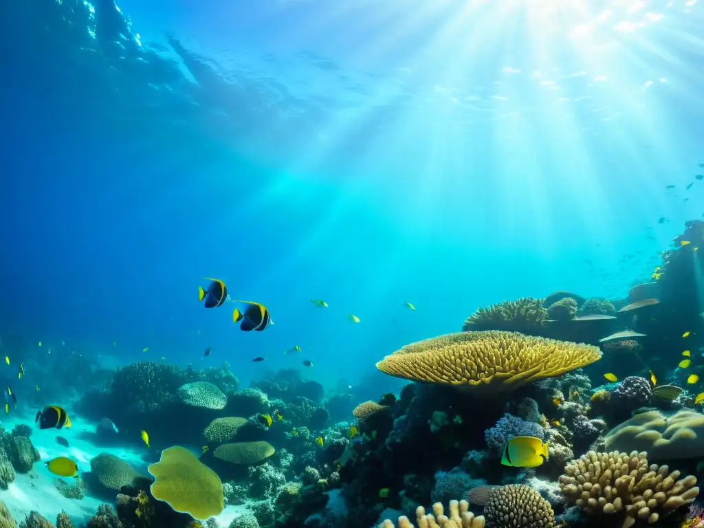 Maravilloso arrecife de coral con diversidad marina