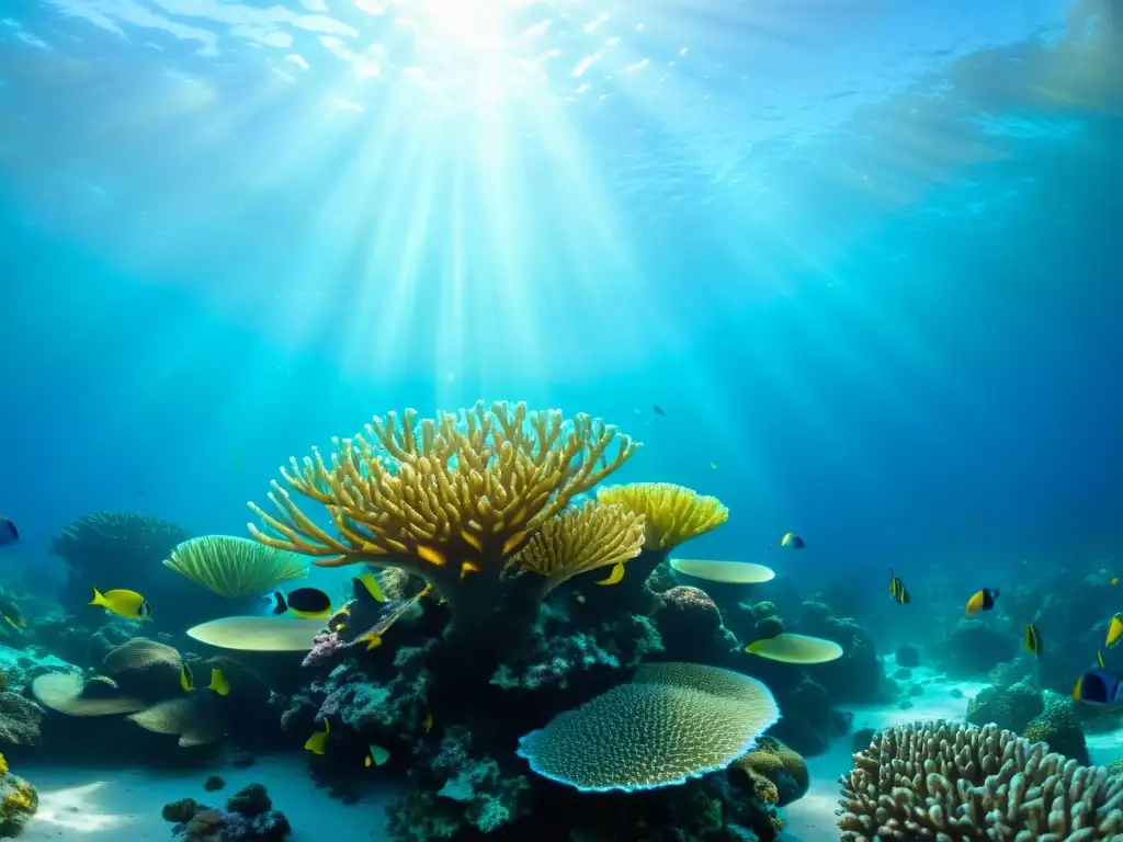 Maravilloso arrecife de coral repleto de vida marina