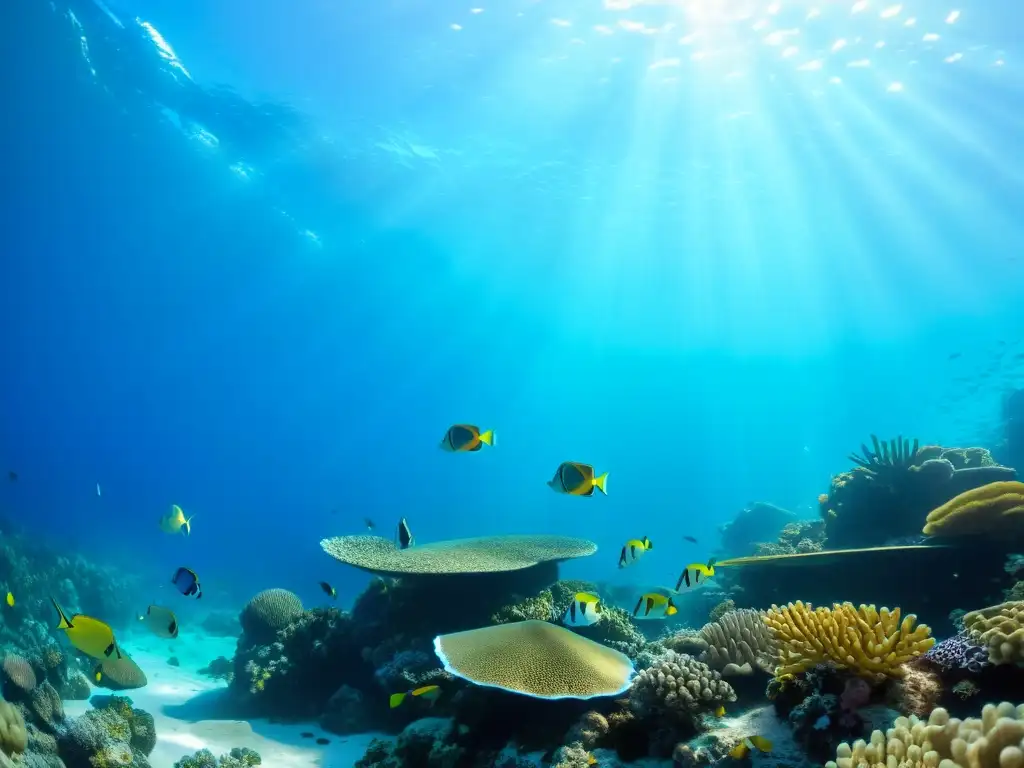 Maravilloso arrecife de coral submarino con vida marina diversa