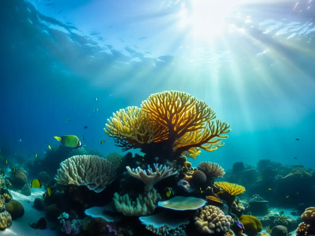 Maravilloso arrecife de coral submarino con vida vibrante y colorida