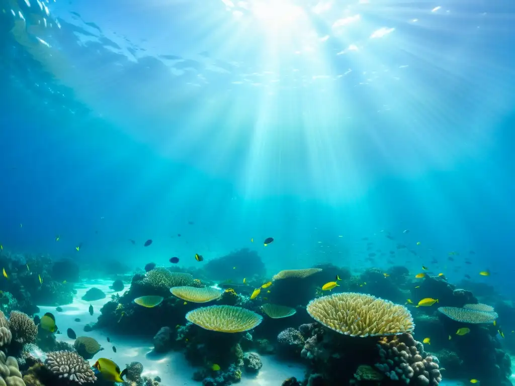 Maravilloso arrecife de coral con vida marina vibrante y agua cristalina