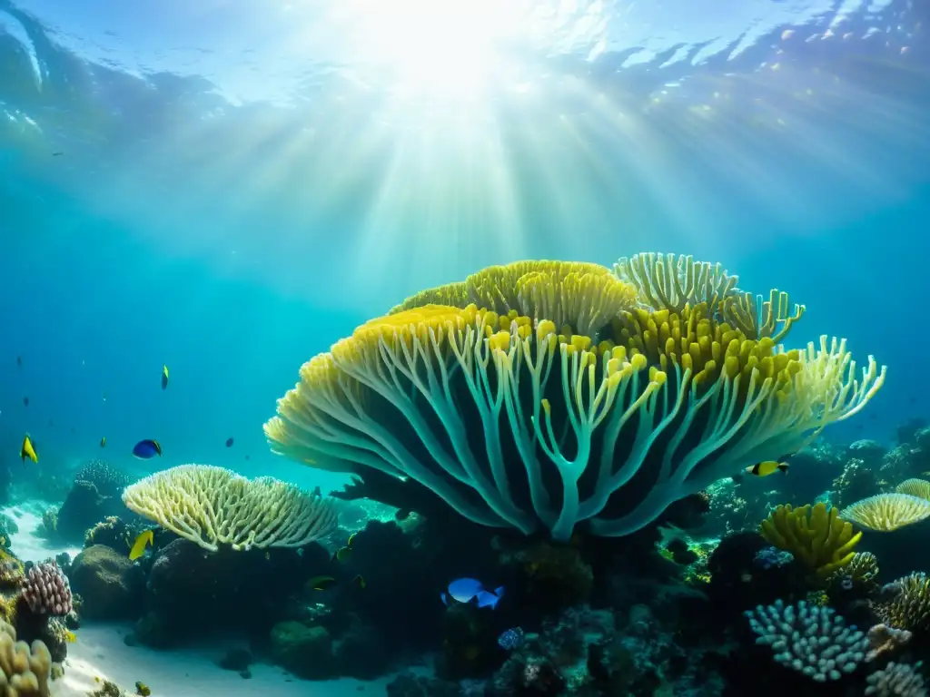 Maravilloso arrecife de coral con vida marina vibrante, capturando la belleza del ecosistema marino