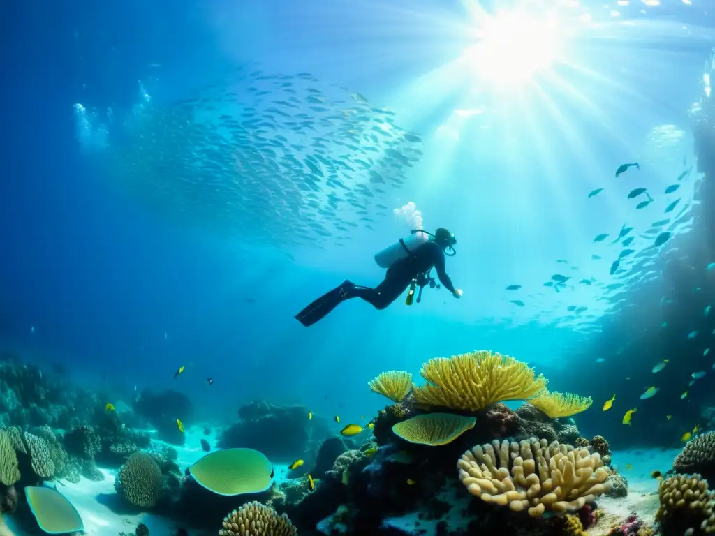 Maravilloso buceo entre coral y peces en arrecife, beneficios de carbohidratos de lenta digestión en entorno submarino