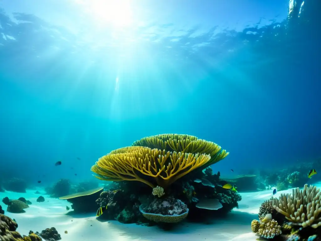 Maravilloso buceo de lujo en Maldivas: arrecife de coral vibrante, peces coloridos y aguas turquesa cristalinas, con juego de luces y sombras