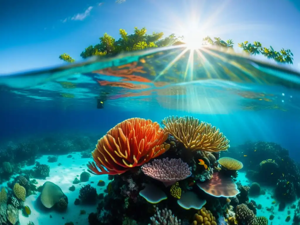 Maravilloso buceo de lujo en Raja Ampat: arrecife de coral vibrante, aguas turquesas y peces tropicales en un espectáculo de colores