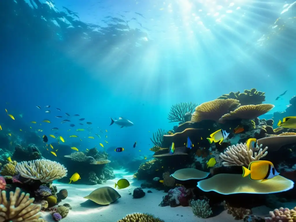 Maravilloso ecosistema marino con arrecife de coral vibrante y peces coloridos