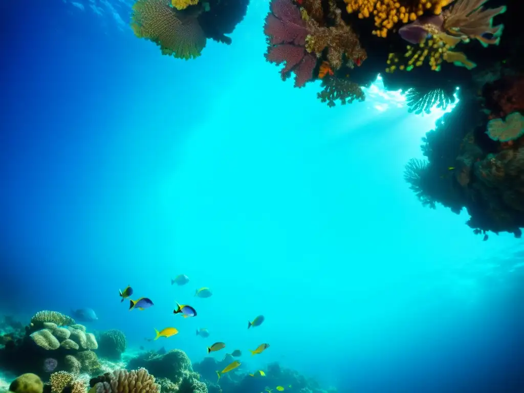 Maravilloso paisaje submarino con peces tropicales y corales, transmitiendo serenidad y vitalidad