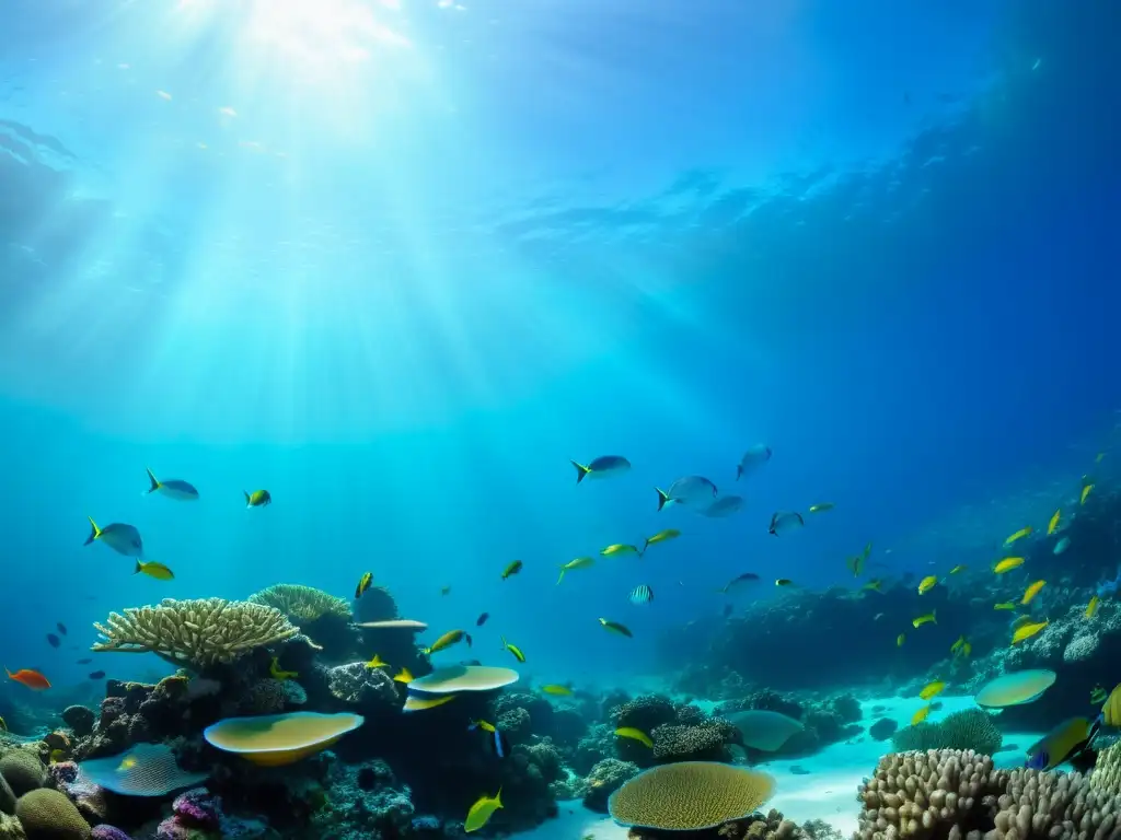 Maravilloso paisaje submarino con peces de colores entre corales