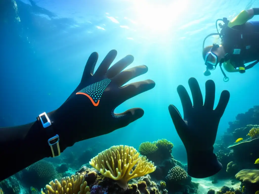 Los mejores guantes de buceo: resistencia y agarre en un vibrante arrecife de coral