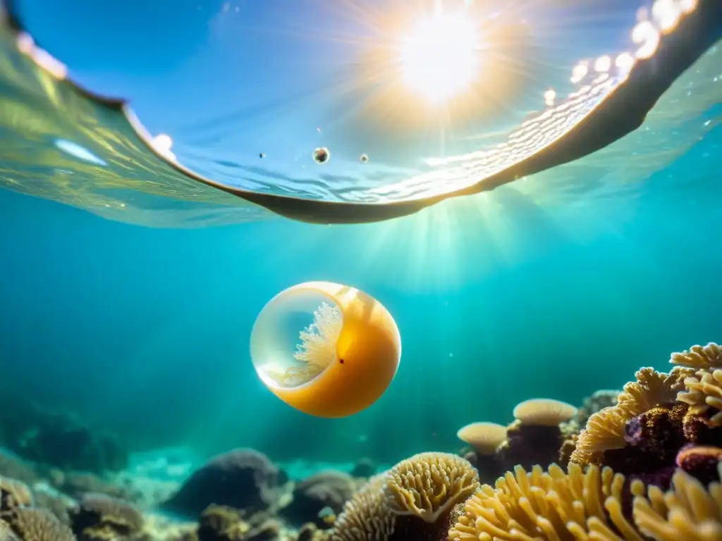 Metamorfosis en la vida marina: Impactante imagen submarina de la transformación de peces recién nacidos en un arrecife de coral vibrante