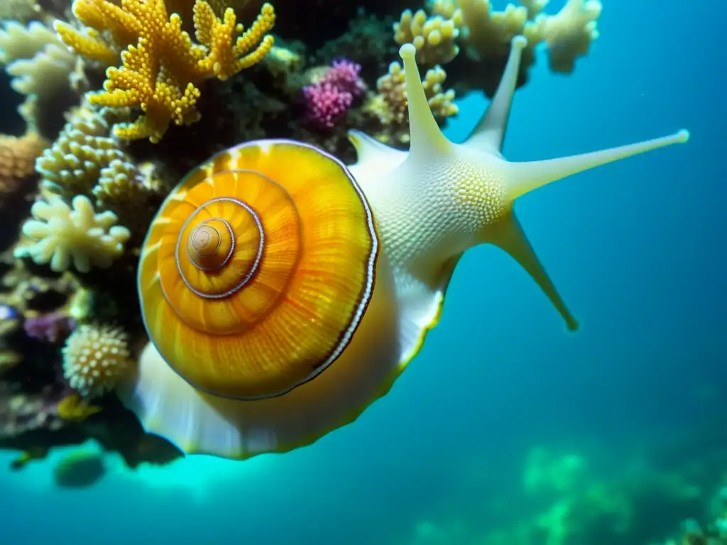 Identificación de moluscos y caracoles marinos entre corales coloridos en un vibrante mundo submarino